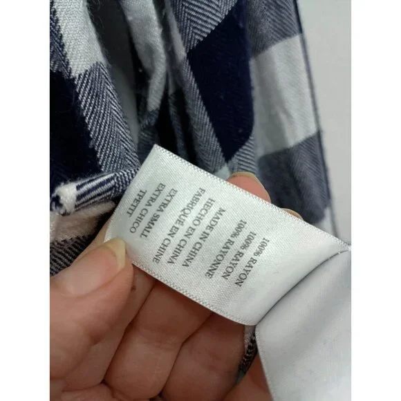 Rails Womens Flannel Shirt XS Black White Plaid Long Sleeve Casual Preppy Grunge - Picture 5 of 7